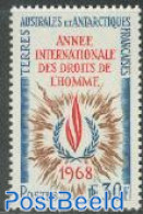 French Antarctic Territory 1968 Human Rights 1v, Mint NH, History - Human Rights - United Nations - Ungebraucht