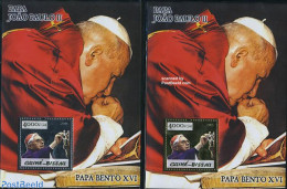 Guinea Bissau 2005 Pope Benedict XVI 2 S/s, Silver, Gold, Mint NH, Religion - Pope - Religion - Papi