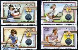 Niue 1987 Olympic Games 4v, Mint NH, Sport - Various - Olympic Games - Tennis - Money On Stamps - Tennis