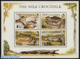 Gambia 1984 Nile Crocodile S/s, Mint NH, Nature - Animals (others & Mixed) - Crocodiles - Reptiles - Gambie (...-1964)