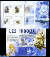 Guinea, Republic 2009 Owls On Stamps 2 S/s, Mint NH, Nature - Birds - Birds Of Prey - Owls - Stamps On Stamps - Postzegels Op Postzegels