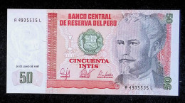 Billet, Pérou, Banco Central De Reserva Del Peru, 1987, Cincuenta, 50 Intis, 2 Scans, Frais Fr 1.85 E - Peru