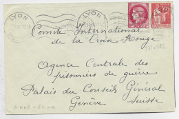 N° 373+283 LETTRE KRAG LYON BROTTEAUX 15.VI.1940 +  FLIER LYON GARE 15.VI.1940 AVION POUR SUISSE - Maschinenstempel (Werbestempel)