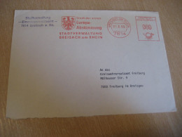 BREISACH AM RHEIN 1985 To Freiburg City Europa First Voting Municipality Meter Mail Europeism Cancel Cover GERMANY - Covers & Documents