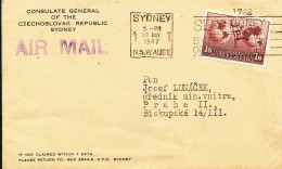 Australia Cover Sent Air Mail To Czechoslovakia Sydney 30-5-1947 Single Franked (Consulate General Of The Cz. Sydney - Cartas & Documentos