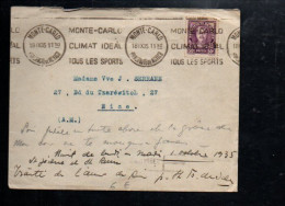 MONACO SEUL SUR LETTRE POUR LA FRANCE 1935 - Covers & Documents