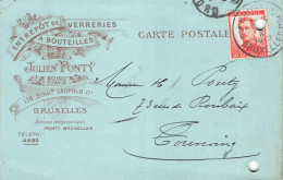 E664 Entier Postal Carte Lettre Entrepôt De Verreries Julien Ponty  Bruxelles - Andere & Zonder Classificatie