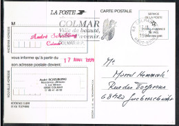 PHIL-L69 - FRANCE Flamme Illustrée Sur Carte Postale En Franchise De La Poste Blason De Colmar Ville De Beauté 1994 - Mechanical Postmarks (Advertisement)