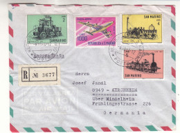 Saint Marin - Lettre Recom De 1964 - Oblit Républica S. Marino - Expédié Vers Kirchheim - Trains - Avions - - Brieven En Documenten