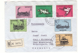 Saint Marin - Lettre Recom De 1964 - Oblit Républica S. Marino - Expédié Vers Kirchheim - Trains - Baseball - - Brieven En Documenten