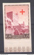 1951 San Marino, N. 369a Croce Rossa Non Dentellato - MNH** VARIETA' - Varietà & Curiosità