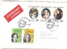 Saint Marin - Lettre Exprès De 1986 - Oblit San Marino - Exp Vers Kirchheim - Europa - Musique - Cachet De Mindelheim - - Lettres & Documents