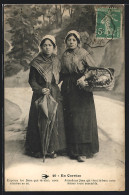 CPA Zwei Frauen In Der Tracht Aus Dem Limousin Avec Regenschirm Et Korb Auf Der Strasse  - Zonder Classificatie