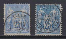 France: Y&T N° 78 X 2 Type II, Oblitéré. TB !  - 1876-1898 Sage (Type II)