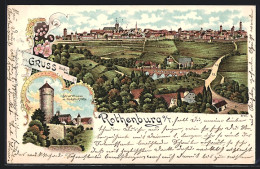 Lithographie Rothenburg / Tauber, Strafthurm M. Jakobskirche, Ortsansicht  - Rothenburg O. D. Tauber