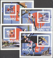 Niger 1996, Olympic Games In Nagano. Ice Hockey, Skiing, Bird, 4BF IMPERFORATED - Invierno 1998: Nagano