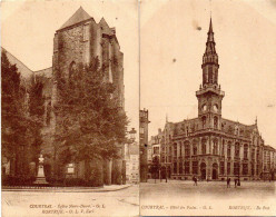 2 Prentbriefkaarten Kortrijk (OLV-kerk + Postgebouw) - Kortrijk