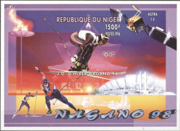 Niger 1996, Olympic Games In Nagano, Skiing, Skating, Satellite, BF IMPERFORATED - Invierno 1998: Nagano
