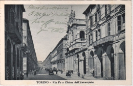 1938-Torino Via Po E Chiesa Dell'Annunziata, Viaggiata - Sonstige & Ohne Zuordnung