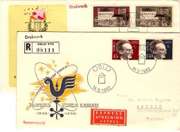 1957/62-Norvegia Quattro Serie Otto Valori Su Quattro Fdc Raccomandate Illustrat - FDC