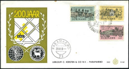 1968-Suriname S.3v."Chiesa Evangelica Unitas Fratum"su Fdc Illustrata - Surinam