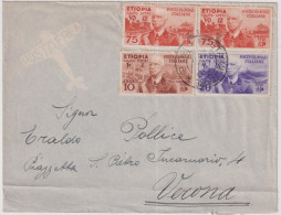 1936-Etiopia Lettera Affr.10c.+20c+ Coppia 75c. Effigie Di V.E.III Annullo Posta - Etiopía