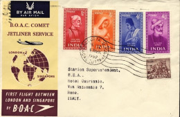 1952-India Cat.Pellegrini N.513 Euro 230, I^volo BOAC Calcutta Roma Del 16 Ottob - Poste Aérienne