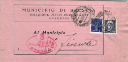 1945-piego Comunale Affrancato 50c.Imperiale Senza Fasci+posta Aerea L.1 E Rispe - Frankeermachines (EMA)