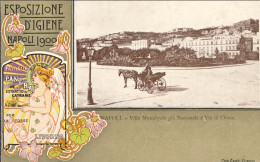 1900-Napoli Cartolina Stile Liberty Per L'esposizione Di Igiene Veduta Della Vil - Napoli