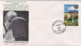 1970-Philippines Cover Commemorating The Attempt To The Popè S Life In Manila Fr - Philippines