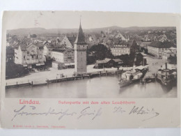 Lindau, Hafenpartie, Alter Leuchtturm, Hotels, Gasthof, Schiffe, 1901 - Lindau A. Bodensee