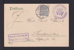 1903 - 2 Pf. Dienst Auf Dienst-Orts-Karte Saarbrücken - Storia Postale