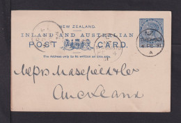 1891 - 1 P. Ganzsche Ab TEAWAMUTU Nach Auckland - Cartas & Documentos