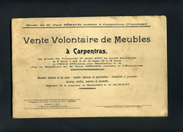 CARPENTRAS (VAUCLUSE) - CATALOGUE DE VENTE DE MEUBLES AUX ENCHERES - JUIN 1927 - Kataloge