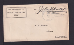 1911 - Portofreier Dienstbrief Mit Signum "John E. Baker" Nach Auburn - Brieven En Documenten