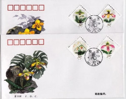 2001-Cina China 18, Scott 3137-40 Paphiopedilum Fdc - Covers & Documents