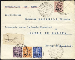 1946-M.E.F. Raccomandata Da Asmara Affrancata Con 2 + 2.5 + 3 + 6 P. (un Francob - Britische Bes. MeF