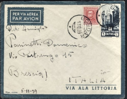 1939-Eritrea Lettera Affrancata 75c.V.E.III^L.1 Pittorica Annullo Di Gondar, Bus - Erythrée