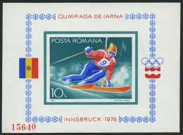 RUMÄNIEN Bl. 129 **, 1976, Block Olympische Winterspiele, Pracht, Mi. 50.- - Blocks & Sheetlets