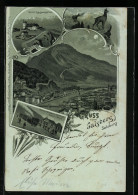 Mondschein-Lithographie Salzburg, Gaisberg, Zahnradbahn-Station Zistel-Alpe, Hotel Gaisbergspitze  - Sonstige & Ohne Zuordnung