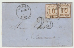 1304p - FORBACH  Pour REMIREMONT Vosges - 15 Octobre 71 - 2 X 10 Ctes Alsace + Taxe 25 Tampon - - War 1870