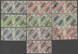 MOZAMBIQUE COMPANY 1935 AIRPLANES - SET IN BLOCKS OF 4 - MINT STAMPS WITH FULL GUM - CANCEL BEIRA 17-10-1935 (NP#99-P35) - Mozambique