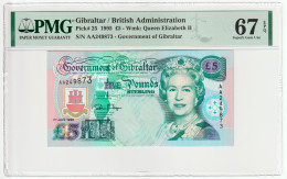 •Q-B• GIBRALTAR 5 POUNDS 1995 • P 25 • PMG EPQ 67 GEM UNC • QUEEN ELIZABETH II - Gibraltar