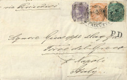 M007 - 1874 LETTERA PORTO PAGATO 6 Annas 8 Pies INDIA Da CALCUTTA A TORRE DEL GRECO - Marcophilia