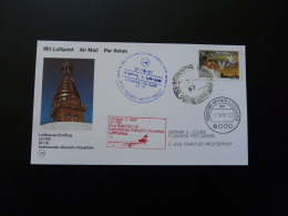 Lettre Premier Vol First Flight Cover Kathmandu Nepal To Frankfurt DC10 Lufthansa 1987 - Népal