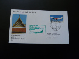 Lettre Premier Vol First Flight Cover Jakarta Indonesia To Bangkok Thailand Boeing 747 Lufthansa 1987 - Indonesien