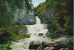 CPM. ROUTE DE CHAMPAGNOLE A SAINT-LAURENT . CASCADE DE LA BILLAUDE . AFFR LE 18-7-1972  .  2 SCANNES - Champagnole