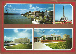 BRATISLAVA, MULTIPLE VIEWS, ARCHITECTURE, SHIP, MONUMENT, CARS, SLOVAKIA, POSTCARD - Slovacchia