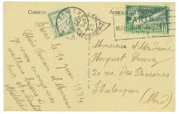 P3517 - FRANCE , 10.6.24 DURING GAMES, SLOGAN CANCEL PLACE CHOPIN, TO PHALEMPIN, TAXED ON ARRIVAL - Verano 1924: Paris