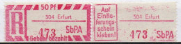 DDR Einschreibemarke Erfurt SbPA Postfrisch, EM2B-504II Zh (Mi 2C) - Labels For Registered Mail